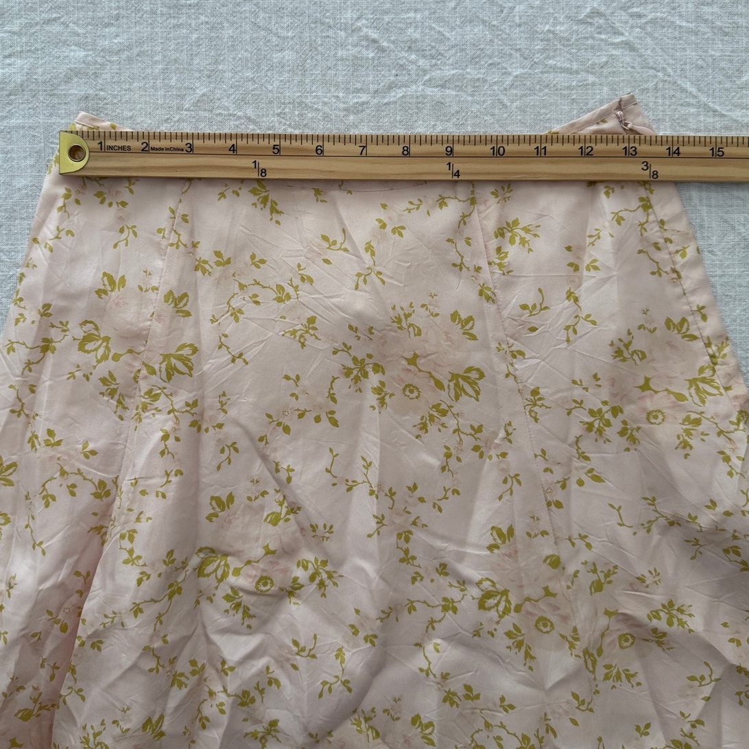 Fred Segal Nwt | Vintage Pink Floral Silk Skirt, Delicate Beadwork | Size 4 — image 2 of 7